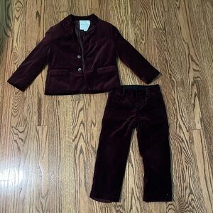 Janie and Jack Maroon Velvet Jacket and Pants